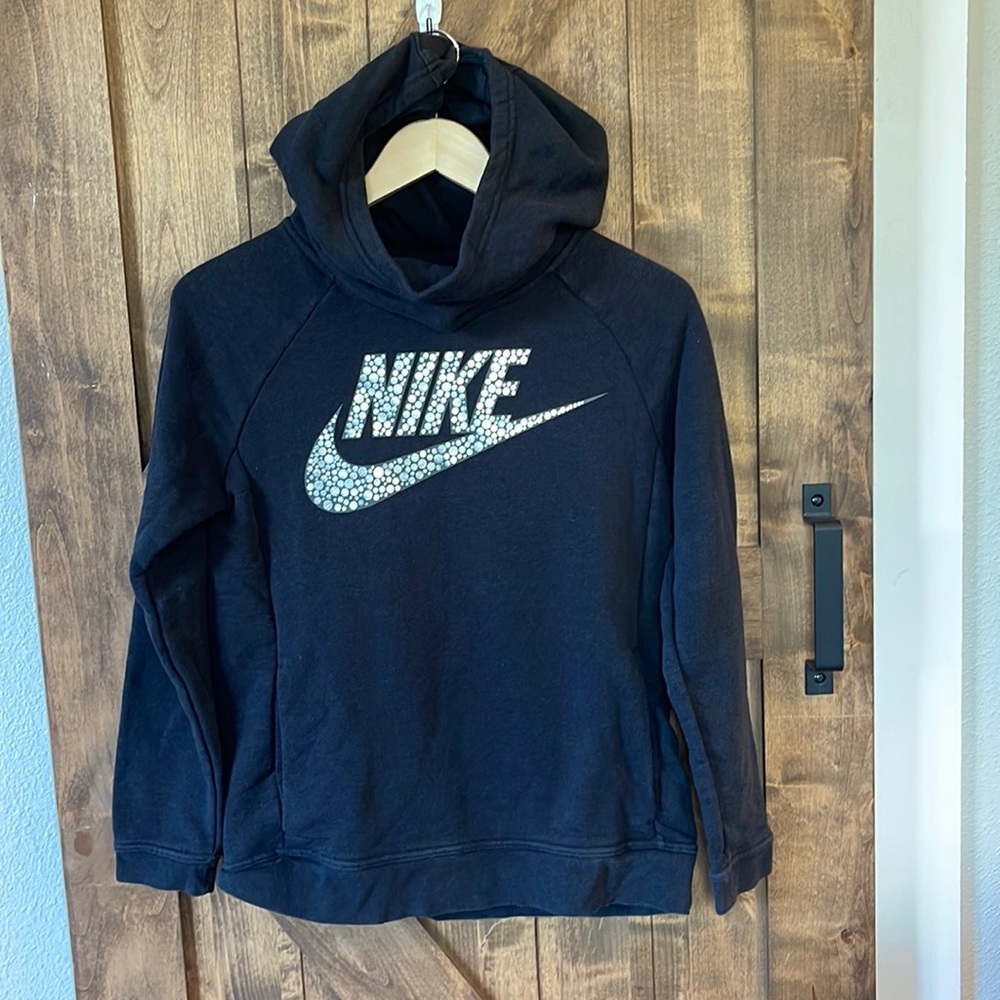 Nike girls Logo black funnel neck hoodie XL